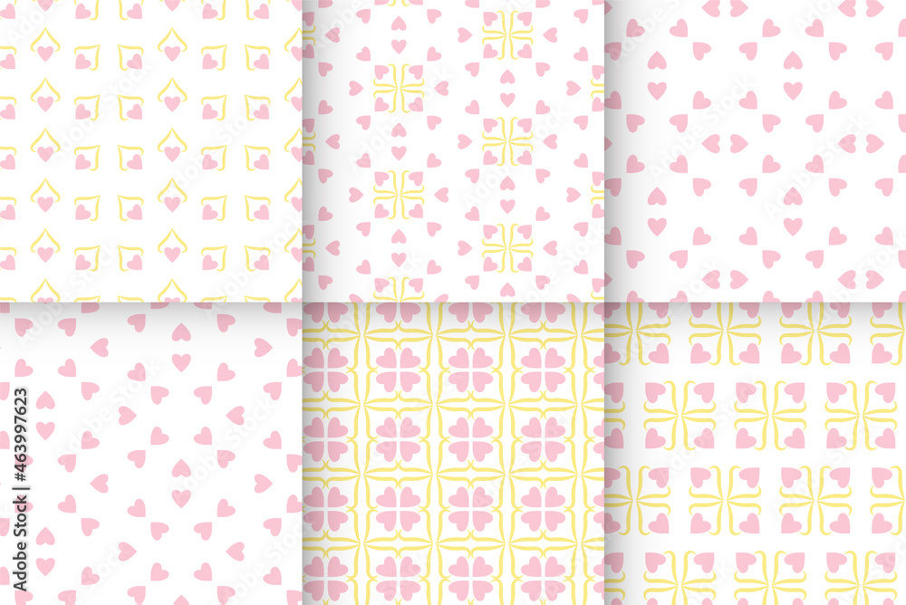 set of Seamless Hearts Patterns set of Seamless Hearts Patterns