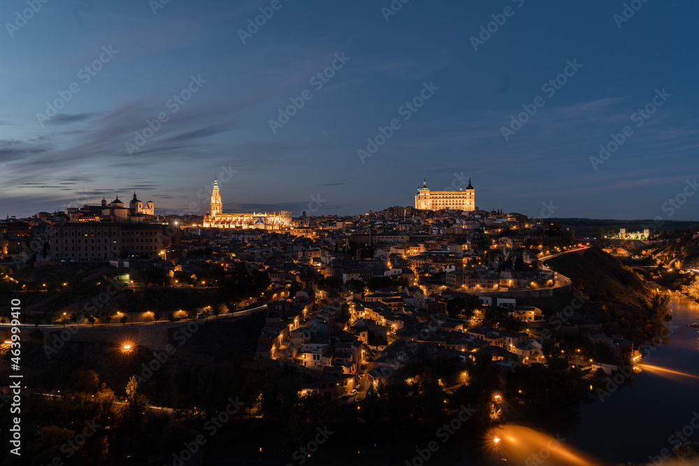 Toledo city at night, Toledo, Spain.