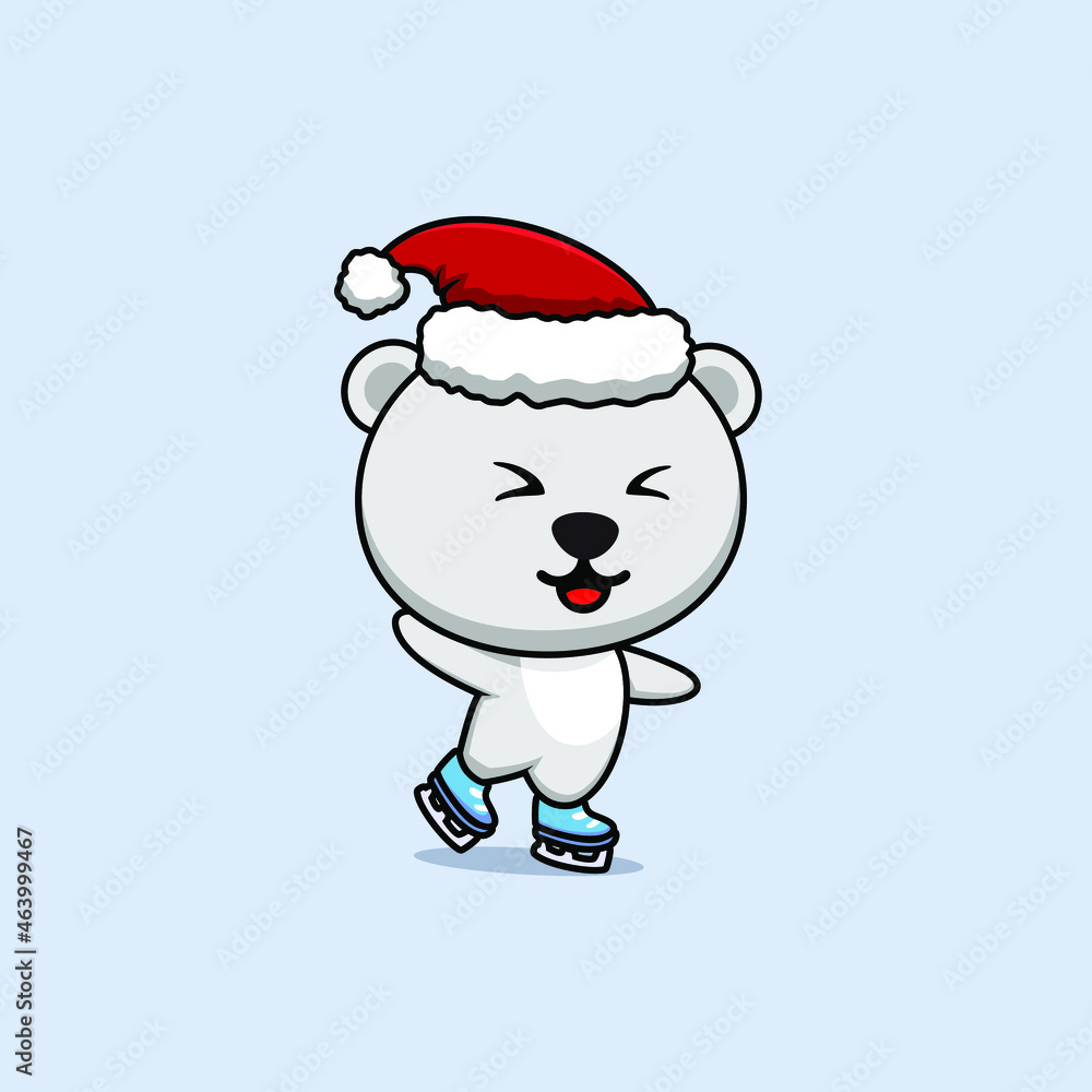 happy bear ice skating vector design