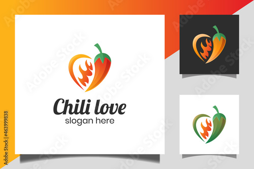 hot chili combined love like spicy vector design. spicy mexican style food. for spicy food business restaurant logo design