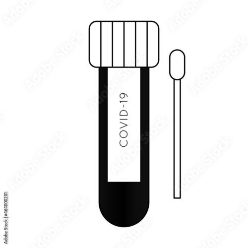 Medical laboratory analysis outline logo. Covid-19 PCR virus test vector line icon.