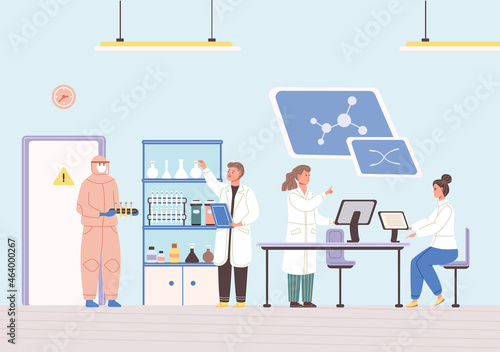 Science researching lab with scientists working use chemical researchers at medical laboratory
