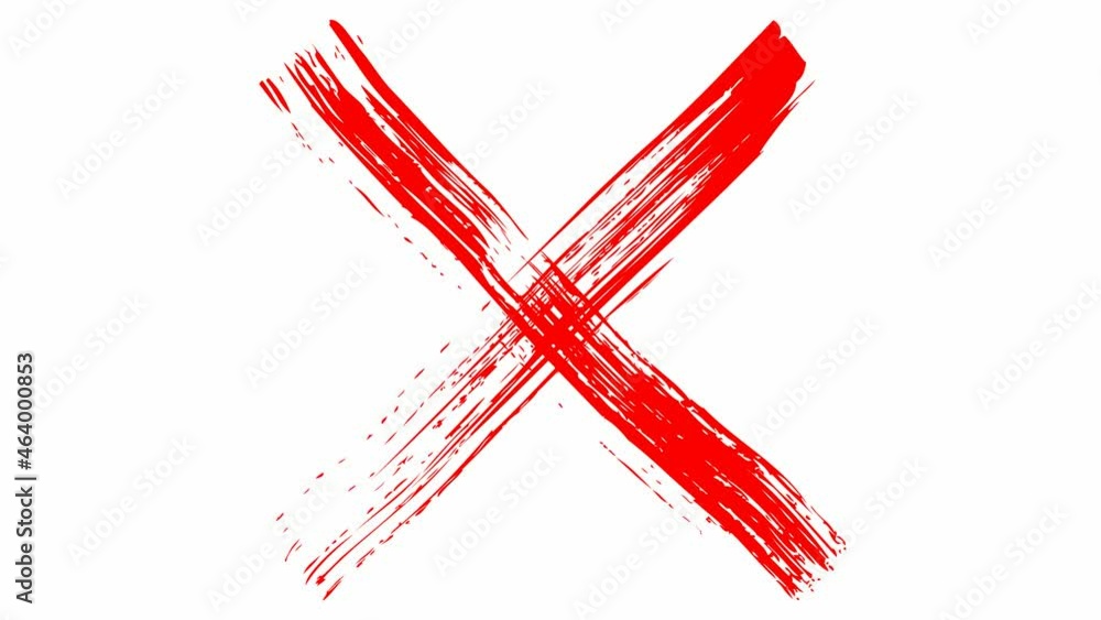 Animated hand drawn red cross appears. Concept of prohibition. Illustration isolated on white background. Animated hand drawn red cross appears. Concept of prohibition. Illustration isolated on white background.