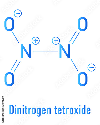 Nitrogen tetroxide or dinitrogen tetroxide, NTO, amyl. Rocket propellant molecule. Skeletal formula.