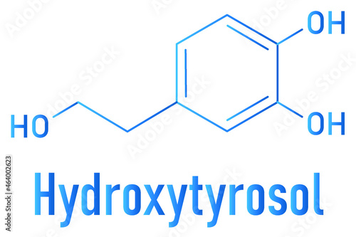 Hydroxytyrosol olive oil antioxidant molecule. Skeletal formula.