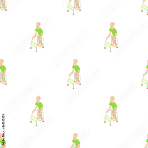 Old man with walking frame pattern seamless background texture repeat wallpaper geometric vector
