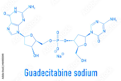Guadecitabine cancer drug molecule (DNA methyltransferase inhibitor). Skeletal formula.