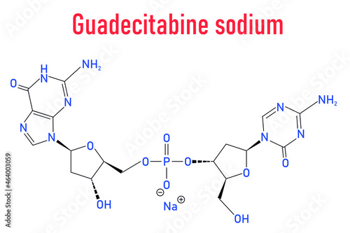 Guadecitabine cancer drug molecule (DNA methyltransferase inhibitor). Skeletal formula.