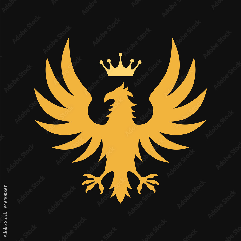 Gold Heraldic Royal Emblem on Black Background. Vector Gold Heraldic Royal Emblem on Black Background. Vector