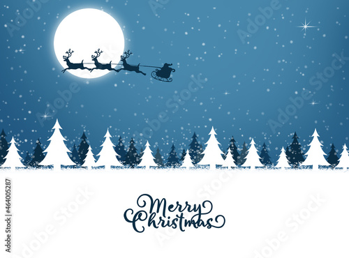 Christmas reindeer and Santa`s sleigh , tree , Season december 