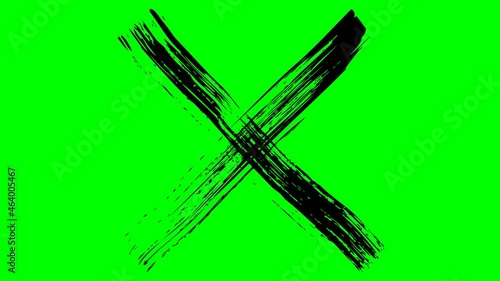 Wallpaper Mural Animated hand drawn black cross appears. Concept of prohibition. Illustration isolated on green background. Torontodigital.ca