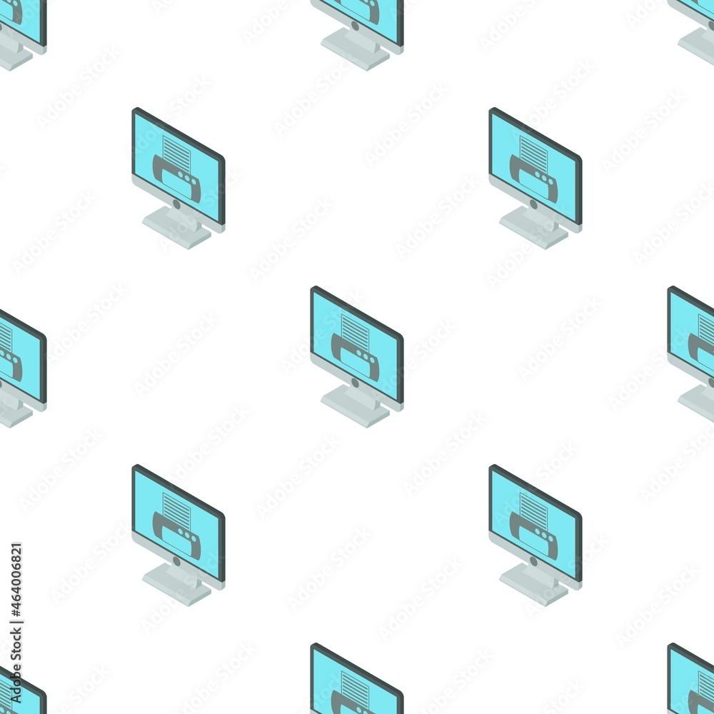 Print button on monitor pattern seamless background texture repeat wallpaper geometric vector