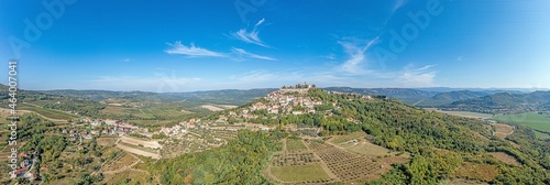 Photos Drone panorama on historical Croatian town Motovun in Istria during daytime with