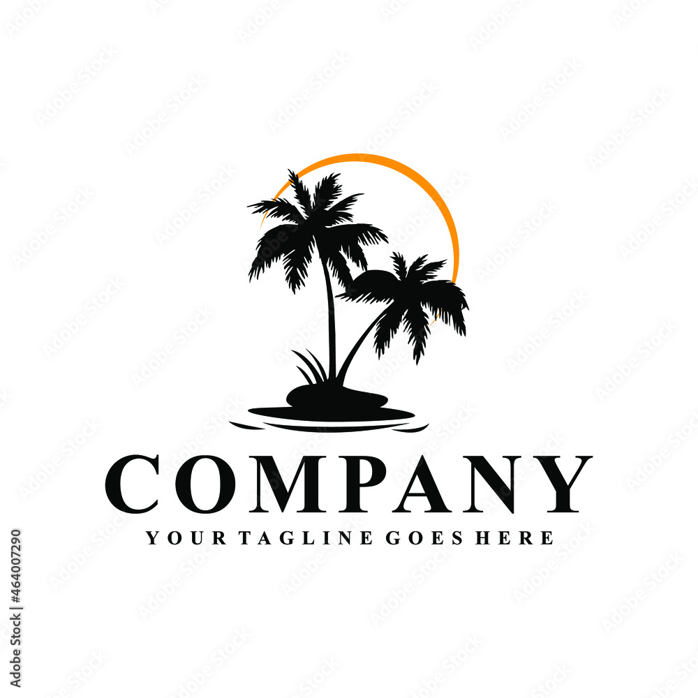 beach palm tree logo design inspiration