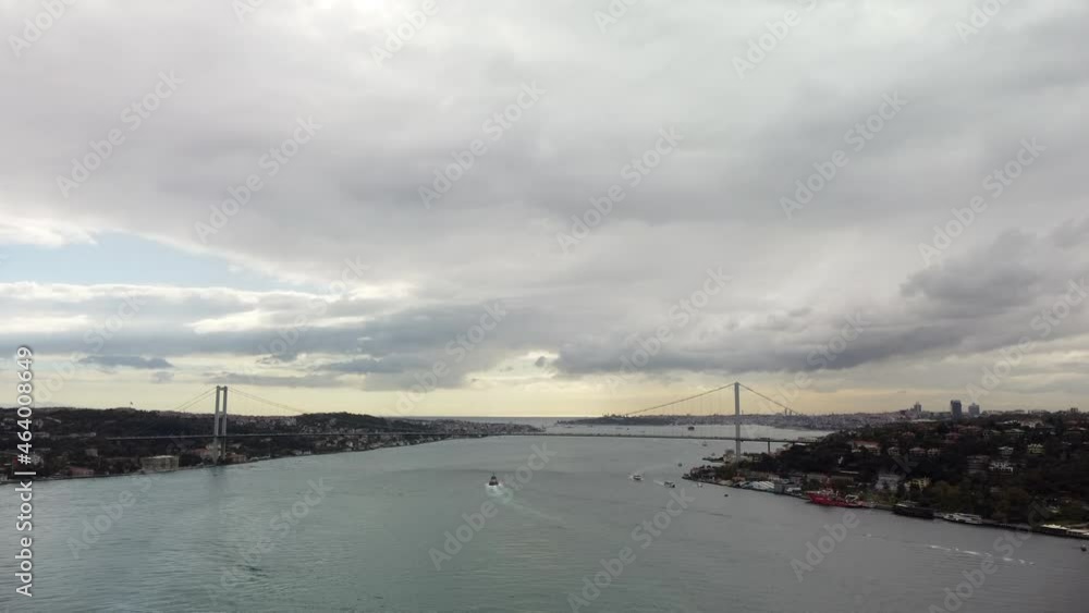 Aerial view on bridge and building on Bosphorus, Istanbul Aerial view on bridge and building on Bosphorus, Istanbul