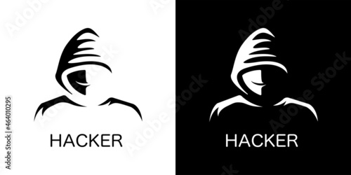 Mysterious hacker  icon white and black background