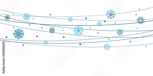 snow flakes on strings background for christmas time