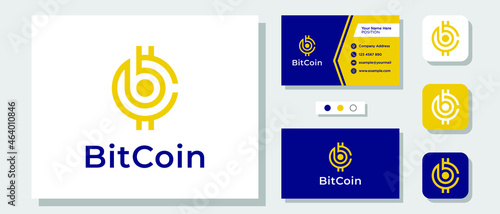 Initial Letter B C Crypto Coin Digital Currency Circle Logo Design with Layout Template Business Card