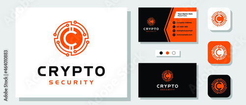 Initial Letter C Crypto Coin Digital Currency Circle Logo Design with Layout Template Business Card