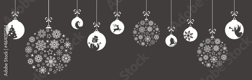 hanging baubles for christmas time with snow flakes