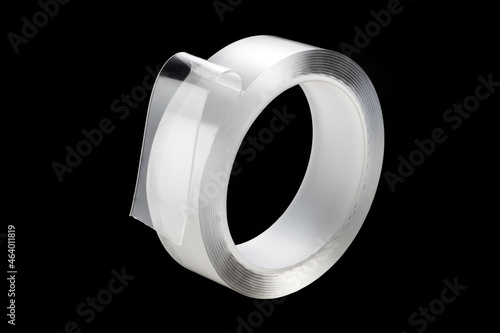 Transparent double-sided tape isolated on black background