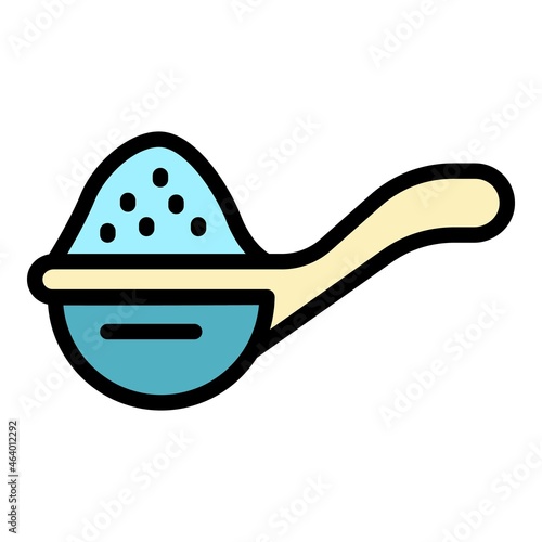 Full spoon of sugar icon. Outline full spoon of sugar vector icon color flat isolated