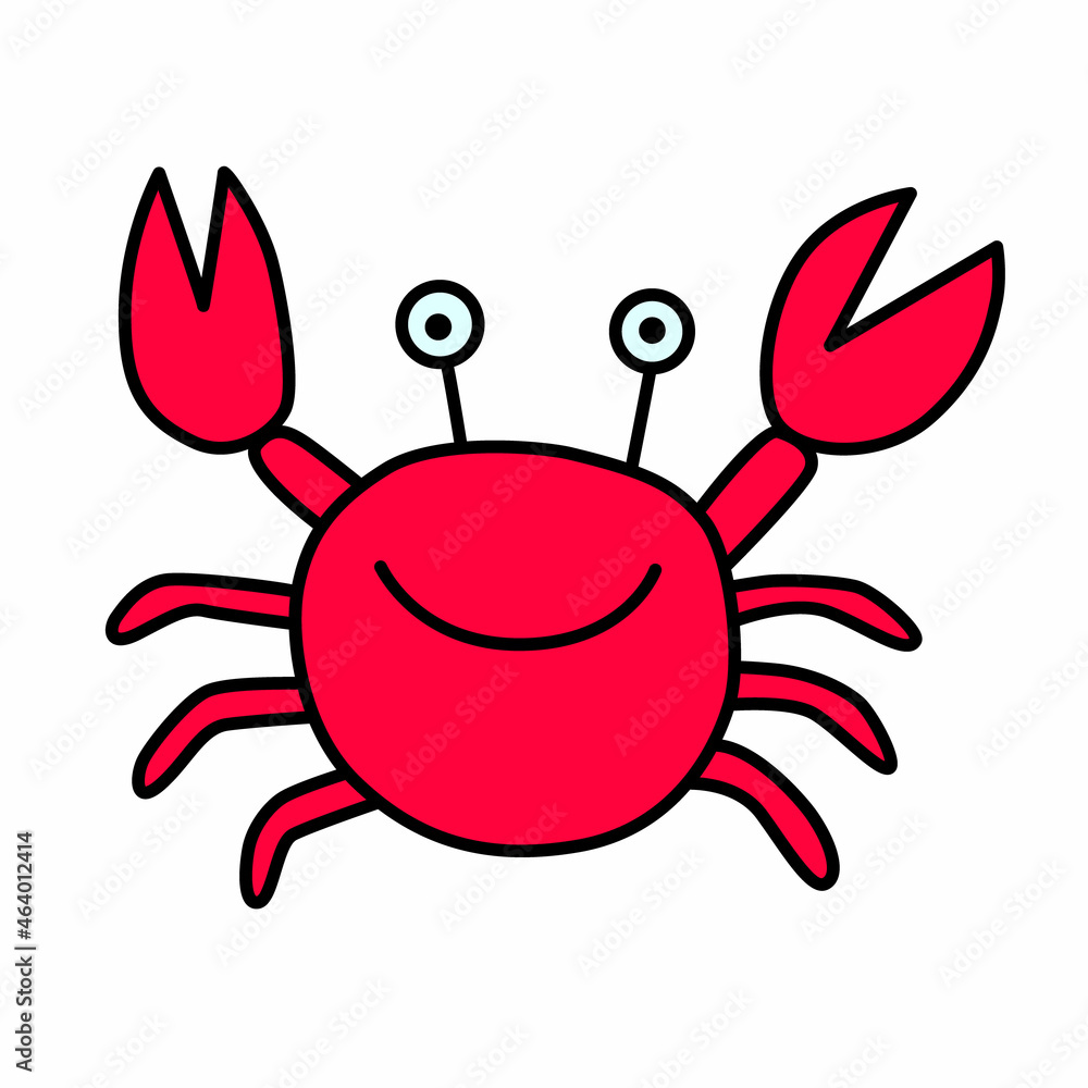 Crab illustration. Childish drawing style. Hand drawn illustration Crab illustration. Childish drawing style. Hand drawn illustration