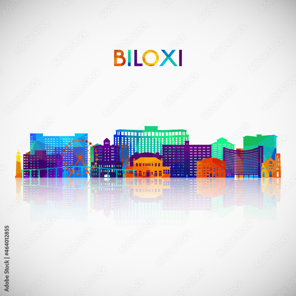 Biloxi, Mississippi skyline silhouette in colorful geometric style. Symbol for your design. Vector illustration.