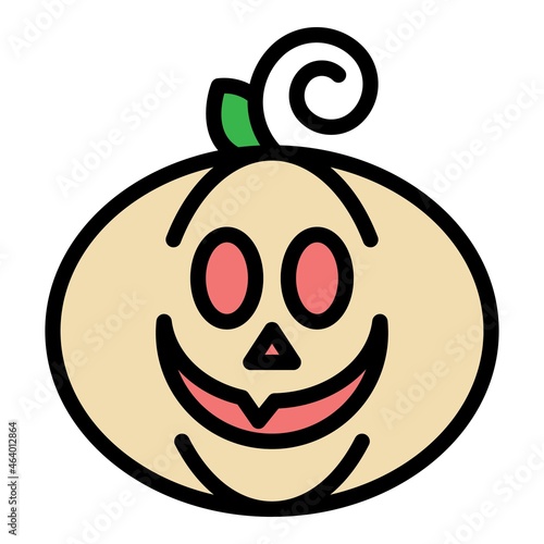 Smile pumpkin icon. Outline smile pumpkin vector icon color flat isolated