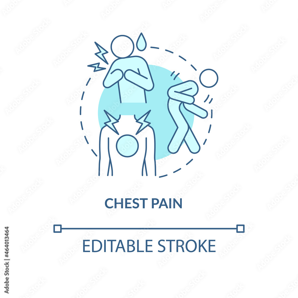 Chest pain blue concept icon. Pneumonia symptom abstract idea thin line ...