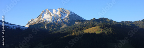 Mount Fluebrig in early morning. View from Innerthal, Schwyz Canton. photo