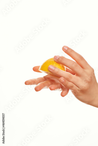 lemon in hand kitchen organique salad ingredient