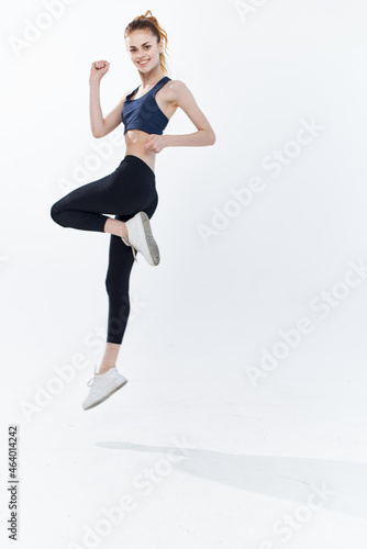 sportive woman jumping workout energy active lifestyle