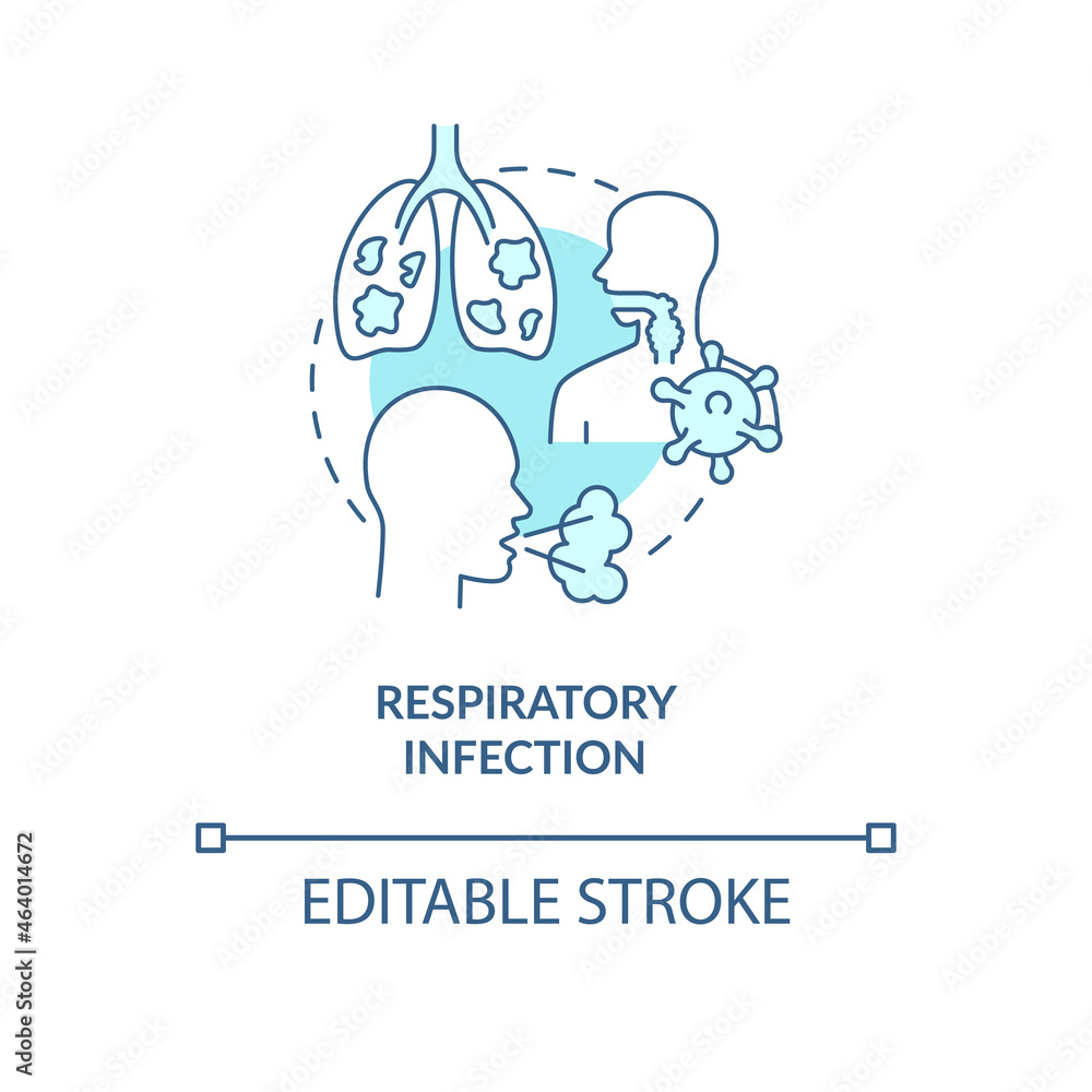 Respiratory infection blue concept icon. Pneumonia risk factor abstract idea thin line illustration. Chronic lung disease. Caused by viruses. Vector isolated outline color drawing. Editable stroke