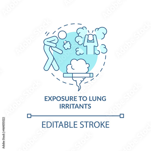 Exposure to lung irritants blue concept icon. Pneumonia risk factor abstract idea thin line illustration. Asthma trigger. Respiratory problems. Vector isolated outline color drawing. Editable stroke