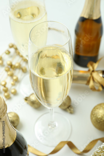 New Year celebration concept with champagne on white background