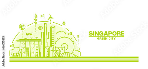 Singapore Skyline Vector Illustration Green City