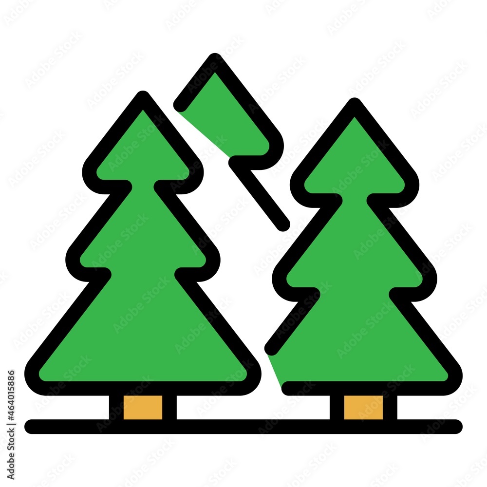 Fir tree forest icons set. Outline set of fir tree forest vector icons thin line color flat on white Fir tree forest icons set. Outline set of fir tree forest vector icons thin line color flat on white