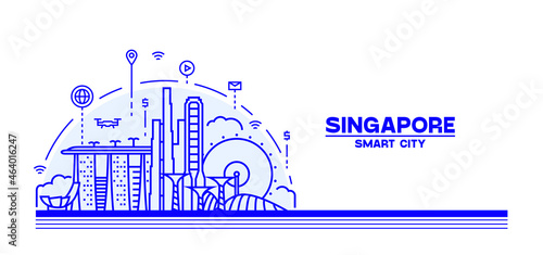 Singapore Skyline Vector Illustration Smart City