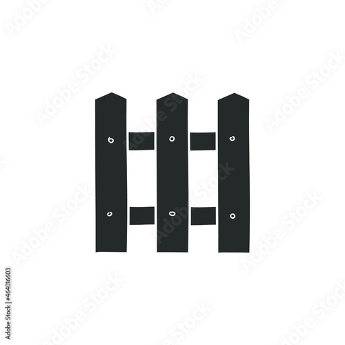 Garden Fence Icon Silhouette Illustration. Wooden Wall Vector Graphic Pictogram Symbol Clip Art. Doodle Sketch Black Sign.