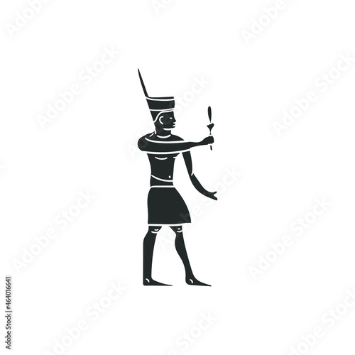 Hieroglyph Icon Silhouette Illustration. Ancient Egyptian Culture Vector Graphic Pictogram Symbol Clip Art. Doodle Sketch Black Sign.