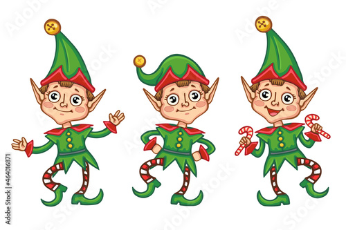 christmas elf set cartoon characters illustration vector clip art isolated on white background
