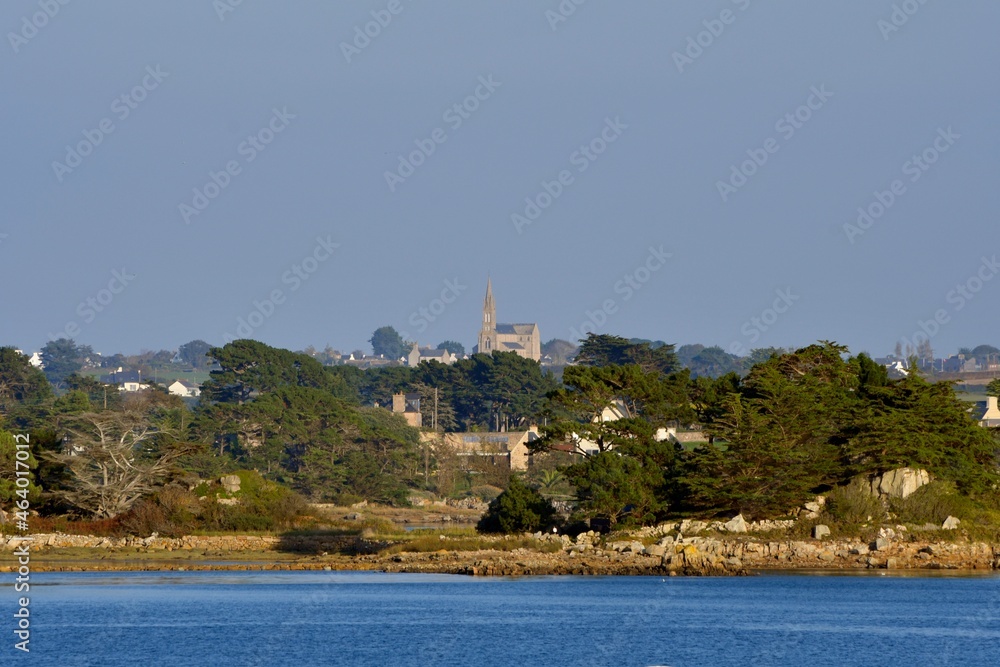Naklejka premium The Plougrescant church in Brittany France