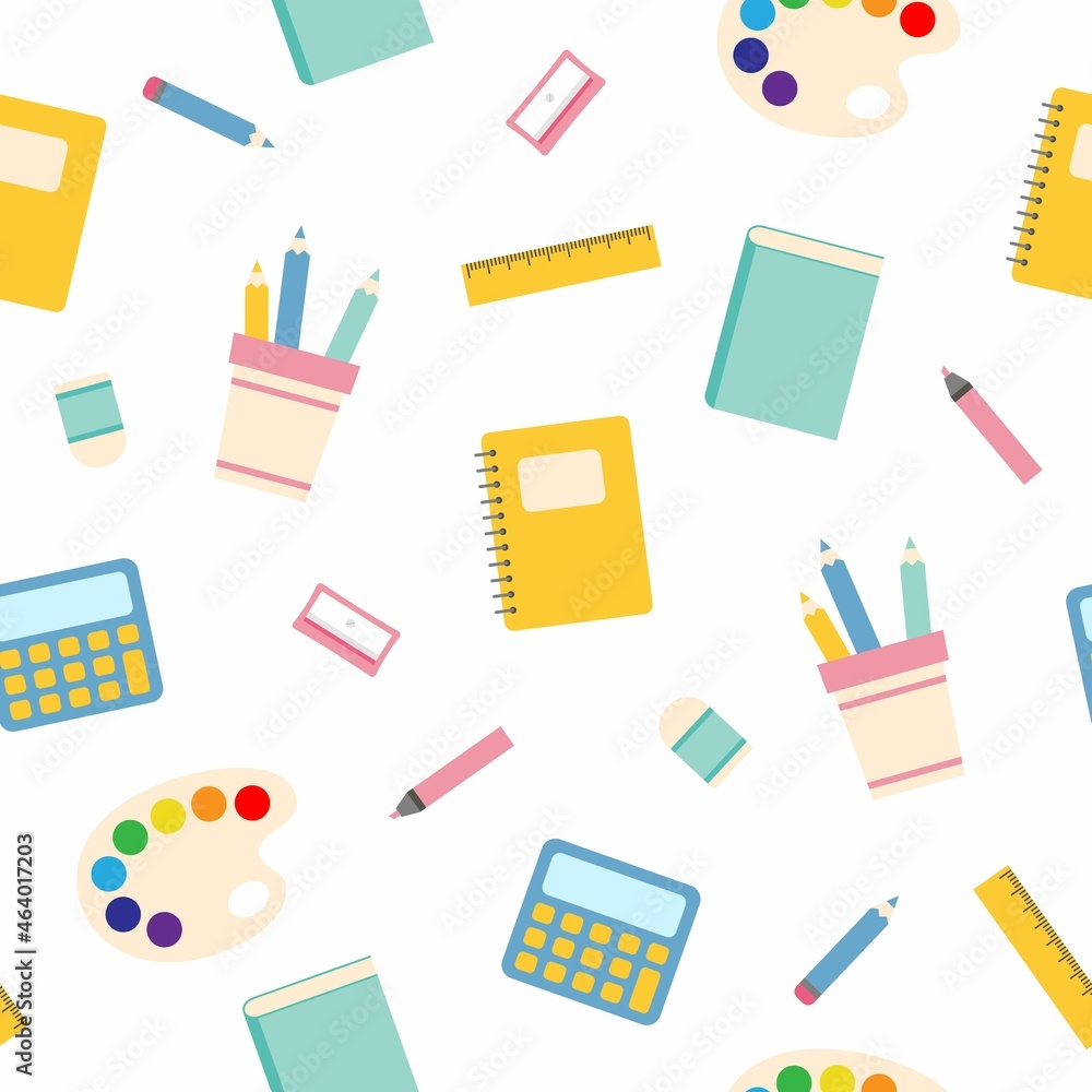 Seamless school pattern on a white background. Vector stock illustration. Seamless school pattern on a white background. Vector stock illustration.