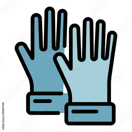 Cleaning gloves icon. Outline cleaning gloves vector icon color flat isolated