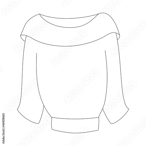 Contour vector illustration of a sweatshirt. Technical drawing for designing clothing. Winter cozy jumper without unnecessary details. Suitable for the fashion industry, catalogs, clothing stores 