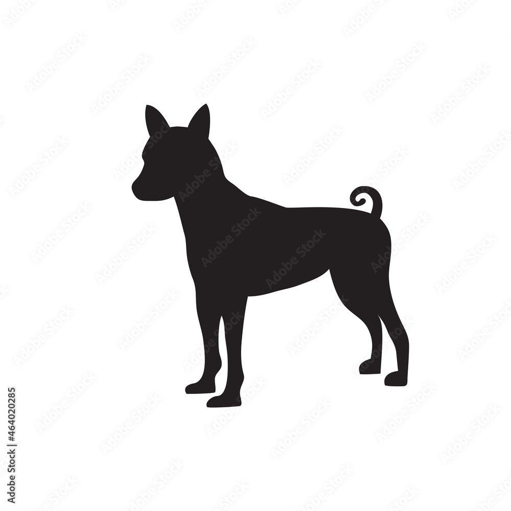 Dog logo isolated on white background. Dog logo for web site, label and wallpaper template. Useful for poster, placard, ad, cover and print materials. Dog logo vector illustration