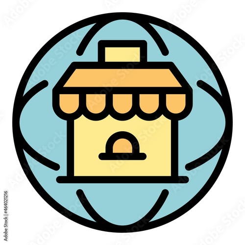 Global franchise icon. Outline global franchise vector icon color flat isolated