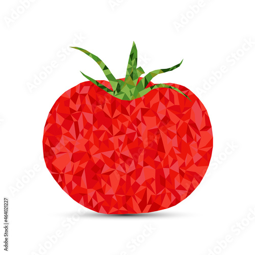 Abstract polygonal tomato vector form of white background. consisting of red color, polygon, lines, and shapes in the form of design.