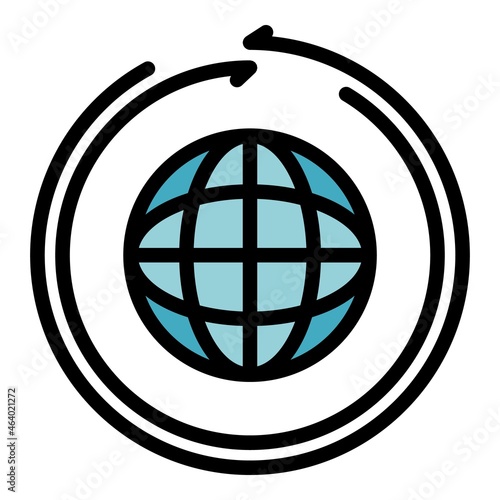 Global franchise license icon. Outline global franchise license vector icon color flat isolated